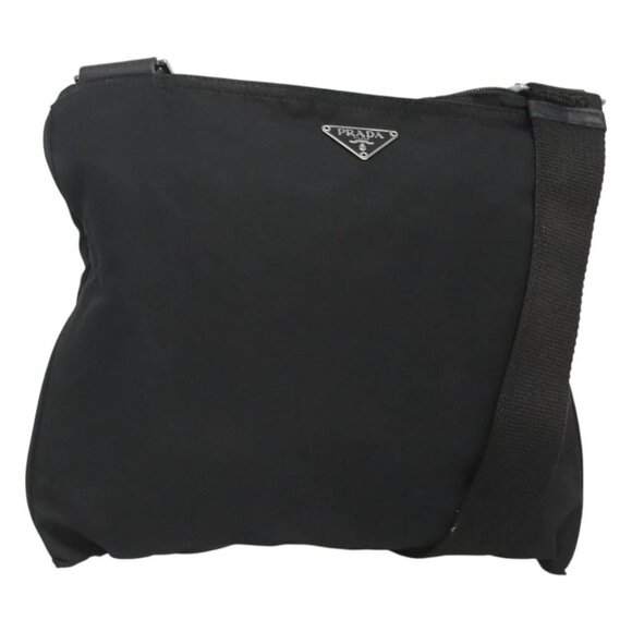 PRADA Shoulder Bag Nylon Black Silver Auth - Picture 1 of 16